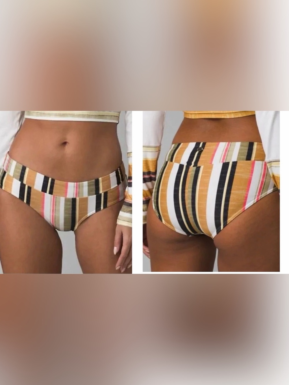 NWT Prana Presolana Bottom Gilded Soleil Stripe Bikini Swim Bottom Women’s XL
